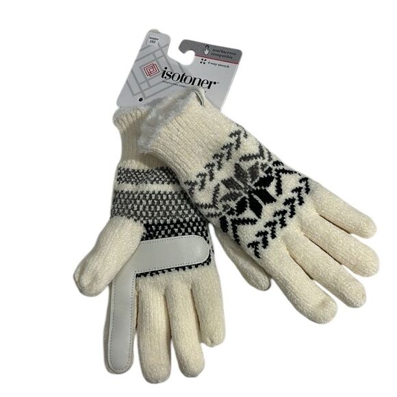 NEW Isotoner Chenille Snowflake Gloves - Picture 1 of 6